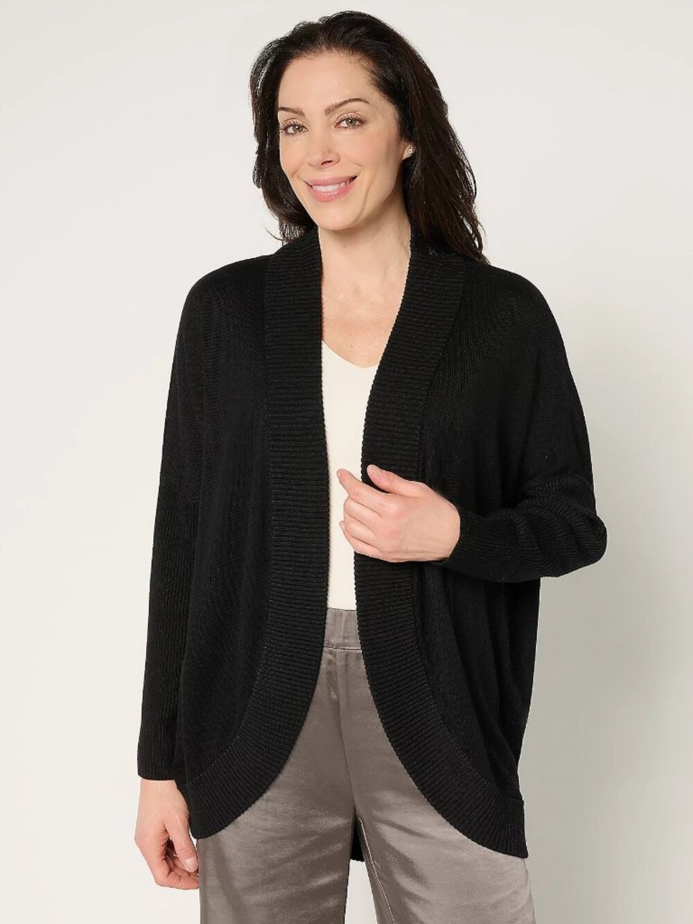 by Stacy London Draped Cocoon Cardigan, Black Sz S a682300